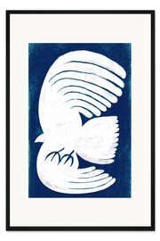 Gerahmter Kunstdruck Fliegender Adler am tiefblauen Himmel I