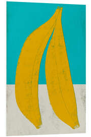 Stampa su PVC Bananas on Turquoise Blue