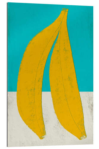 Tableau en plexi-alu Bananas on Turquoise Blue