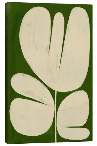 Canvas-taulu Big Bold White Flower on Green