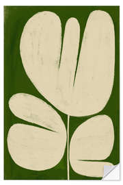 Selvklebende plakat Big Bold White Flower on Green