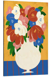 Magnettafel Farbenfrohe Blumenvase auf gelbem Hintergrund