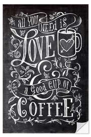 Selvklebende plakat Blackboard Quote - Love and Coffee