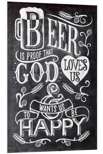 Print på skumplade Blackboard quote - Beer is Proof