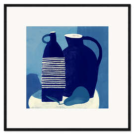 Impresión de arte enmarcada Blue Composition of Indigo Blue Vases