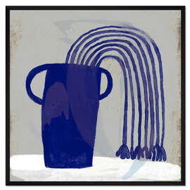 Gerahmter Kunstdruck Blaue Blumen in einer blauen Vase III