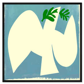 Gerahmter Kunstdruck Friedenstaube mit Olivenzweig