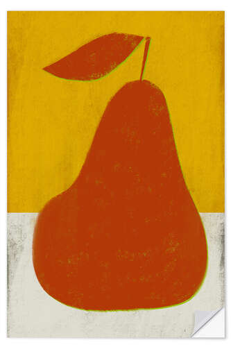 Vinilo para la pared Pear Orange on Yellow