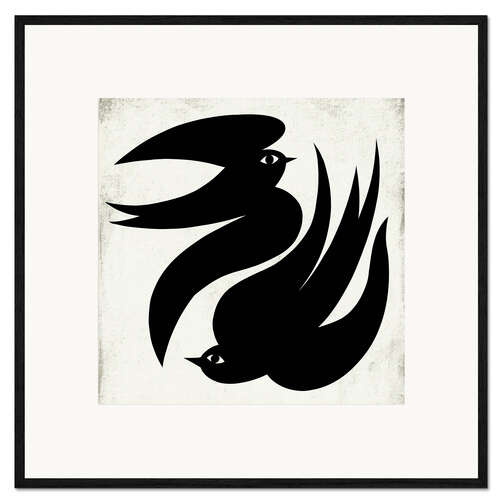 Impressão artística com moldura Two Swallows Dancing in the Sky