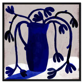 Gerahmter Kunstdruck Blaue Blumen in einer blauen Vase I