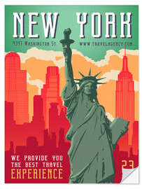 Selvklæbende plakat New York Vintage Travel