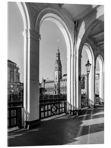 Acrylic print Alster arcades and the town hall in Hamburg