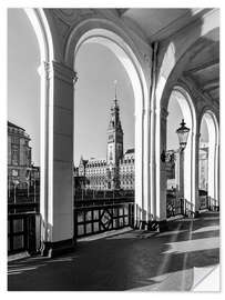 Selvklebende plakat Alster arcades and the town hall in Hamburg