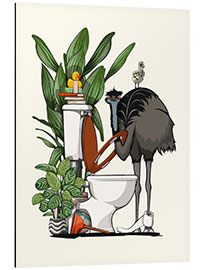 Tableau en aluminium Emu, Australian Bird on the Toilet