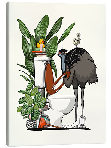 Canvastavla Emu, Australian Bird on the Toilet