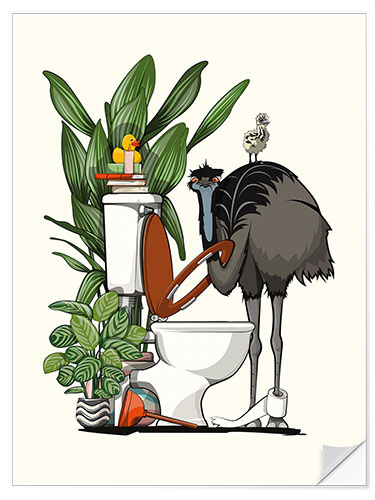 Wall sticker Emu, Australian Bird on the Toilet