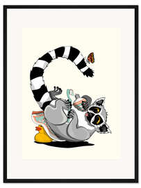 Gerahmter Kunstdruck Katta beim Zähneputzen