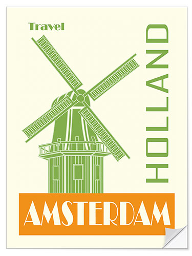 Wandsticker Travel to Amsterdam, Holland