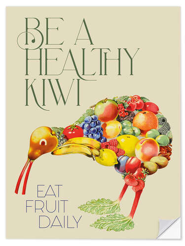 Selvklebende plakat Be a Healthy Kiwi