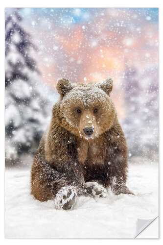 Naklejka na ścianę Bear Plays in the Snow