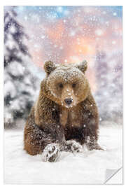 Sisustustarra Bear Plays in the Snow