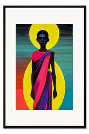 Gerahmter Kunstdruck Ethnisches Neon-Pop-Porträt