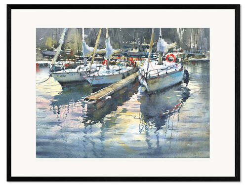 Ingelijste kunstdruk Yachts in the port