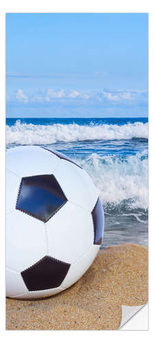 Door sticker Football on the beach