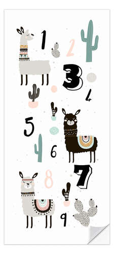 Door sticker Llamas and Numbers
