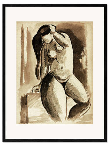 Ingelijste kunstdruk Nude Female Portrait