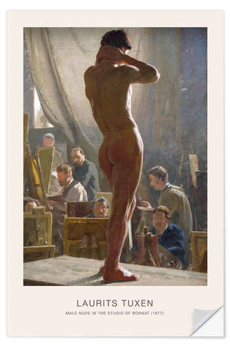 Selvklebende plakat Male Nude in the Studio of Bonnat, 1877