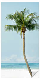 Door sticker Lonely palm tree on the beach