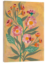 Wood print Pink Blooms