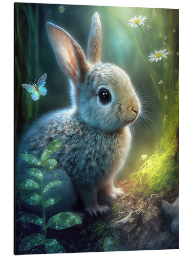 Tableau en aluminium Cute rabbit in the forest