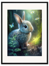 Gerahmter Kunstdruck Niedliches Kaninchen im Wald