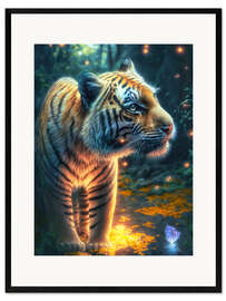 Framed art print Little tiger in the magic forest