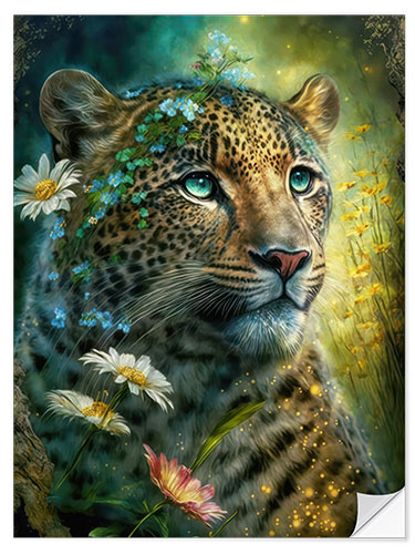 Selvklebende plakat Leopard in the jungle