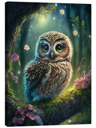 Canvas print Cute owl on a tree