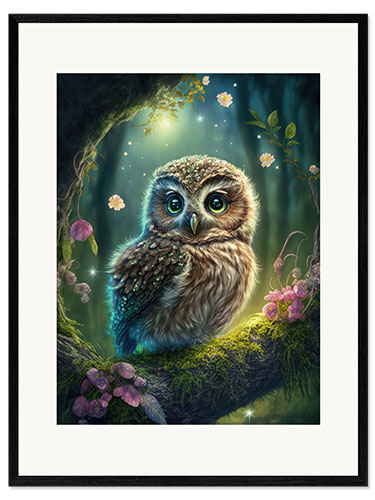 Framed art print Cute owl on a tree