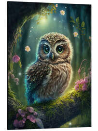 Magnettafel Süße Eule auf einem Baum