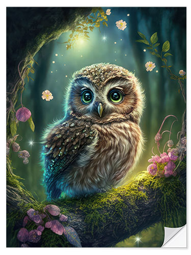 Sisustustarra Cute owl on a tree