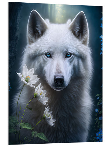 Foam board print White mystical wolf