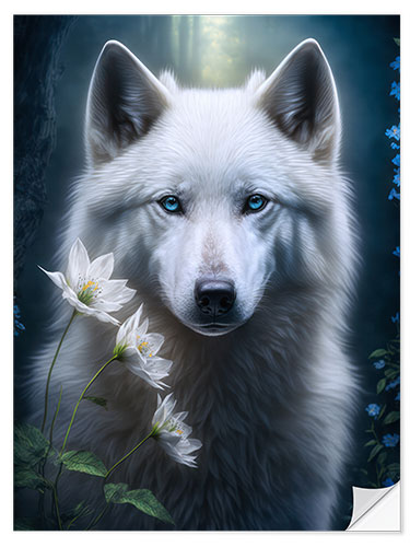 Naklejka na ścianę White mystical wolf