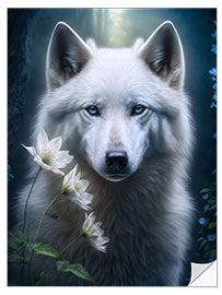 Naklejka na ścianę White mystical wolf