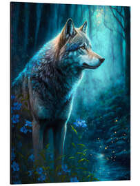 Magnettafel Wolf im Mondlicht