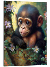 Tableau en aluminium Baby Monkey in the Jungle