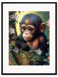 Gerahmter Kunstdruck Äffchen im Dschungel
