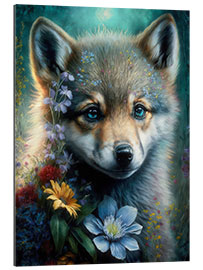 Gallery print Wolf pup with flowers