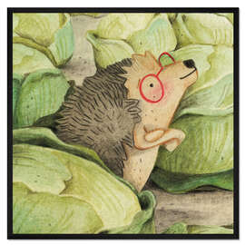 Gerahmter Kunstdruck Igel im Kohlfeld