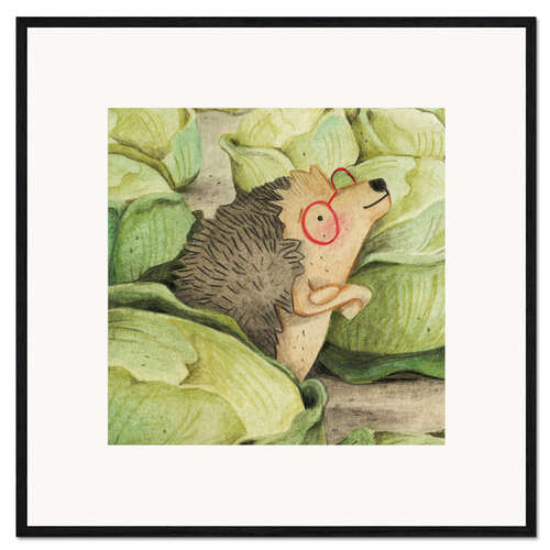 Framed art print Hedgehog in the Cabbage Field